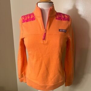 Vineyard Vines 1/4 Zip Pink Parrot Sweatshirt Sz S EUC